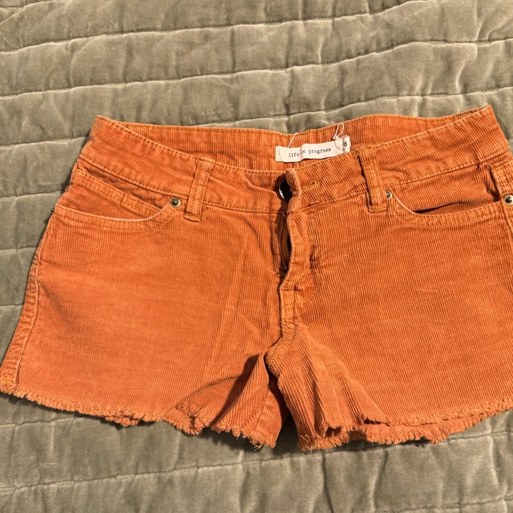 Orange Corduroy Women Shorts